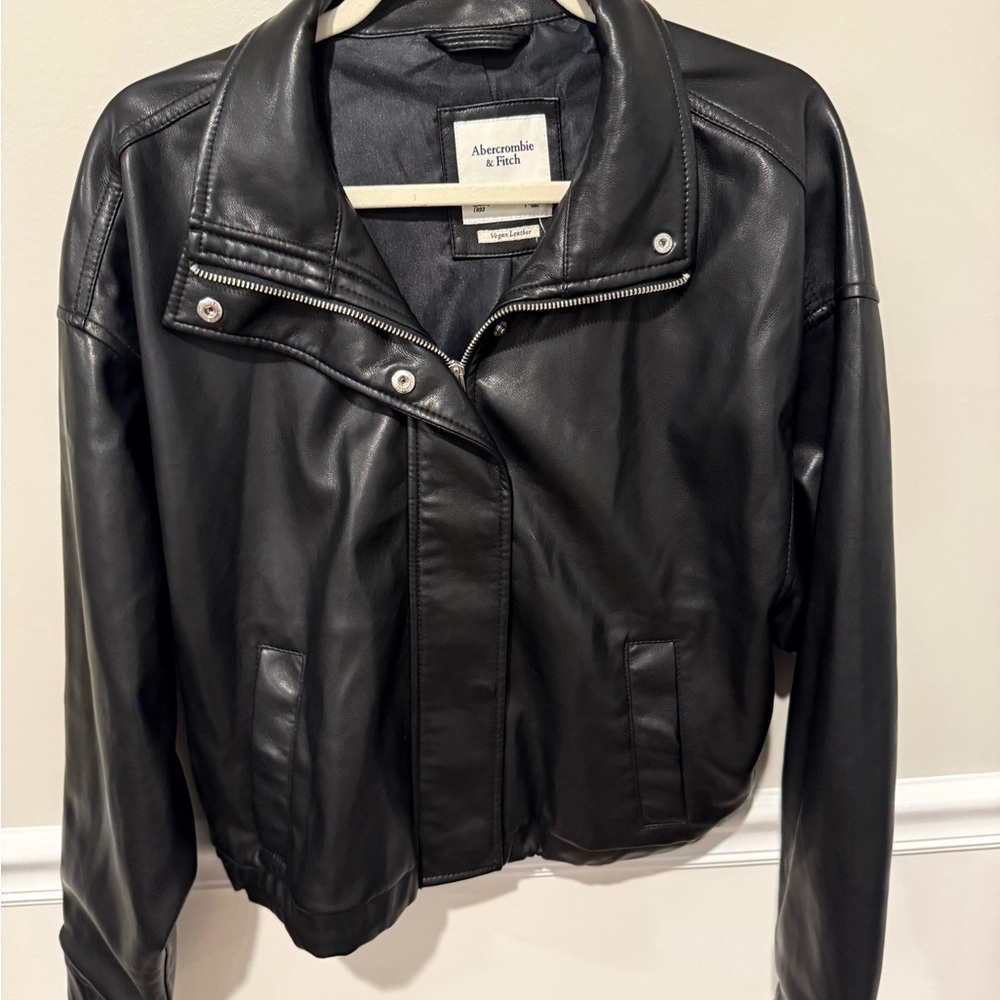 Abercrombie & Fitch Women's Black Leather Moto Jacket